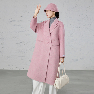 2025秋冬新款双面羊绒大衣女中长款韩版宽松羊毛呢子外套小个子