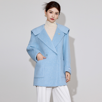 双面羊绒大衣女2025新款秋冬高级感气质翻领小个子短款羊毛呢外套