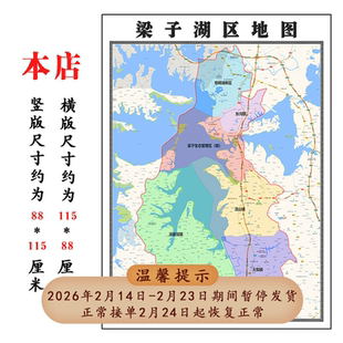 梁子湖区折叠地图1.15m湖北省鄂州市入户门装饰画客厅走廊贴画