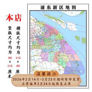 浦东新区交通折叠地图1.15m上海市入户门装饰画进门客厅走廊贴画