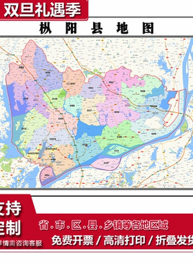 枞阳县地图1.15m安徽省铜陵市折叠版办公室装饰画客厅茶桌背景画