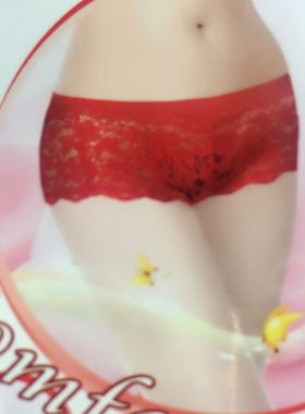 彩田女士内裤丝滑透气性感女士透明蕾丝花边中腰平角内裤20586