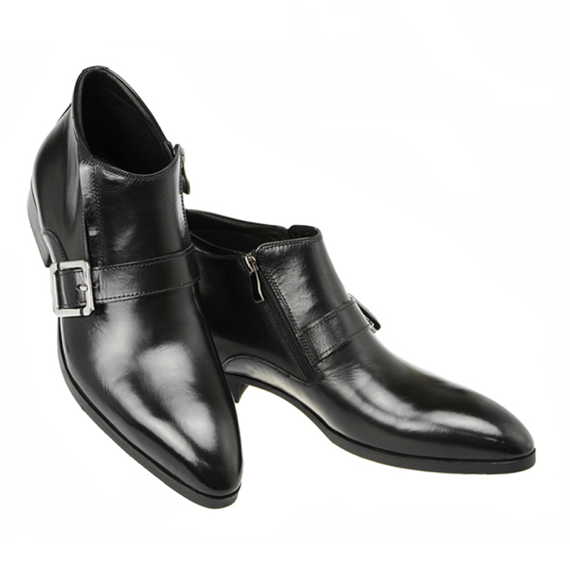 逸尘雅致高档商务正装短靴 尖头搭扣套脚高帮男士皮鞋 FA06-3
