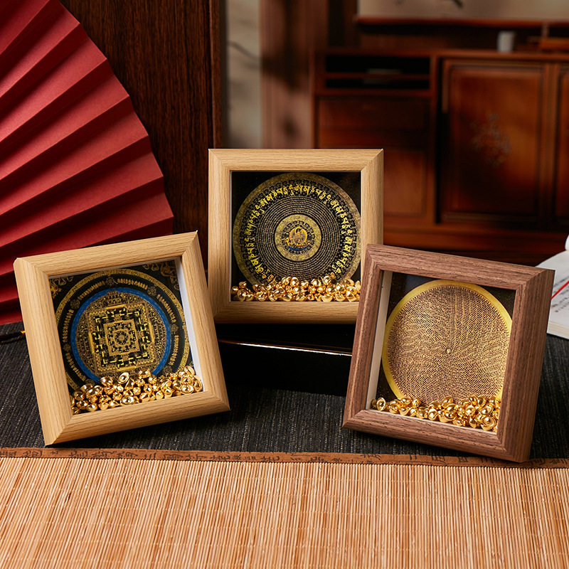 山城视界丨藏式唐卡画框装饰摆件时轮金刚六字真言办公室客厅摆件,家居饰品,桌面摆台画,淘宝优惠券,粉丝福利购,淘宝优惠卷