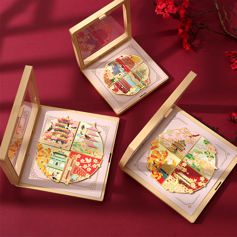 山城文创丨金属城市冰箱贴现货北京武汉旅游纪念设计冰箱贴装饰品