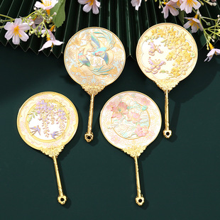 山城文创 便携化妆镜中国风金属随身镜手持镜送女生生日礼物