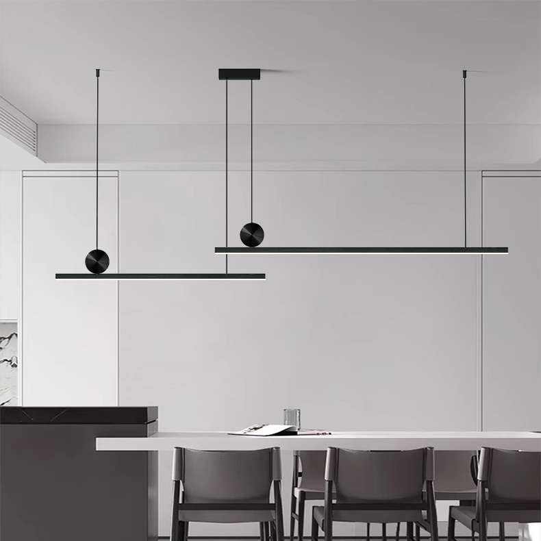 全铜意式极简餐厅吊灯现代简约创意岛台茶室吧台设计感一字长条灯