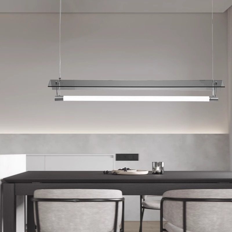 极简餐厅吧台马扎吊灯设计师工作室创意艺术岛台书房玻璃一字吊灯
