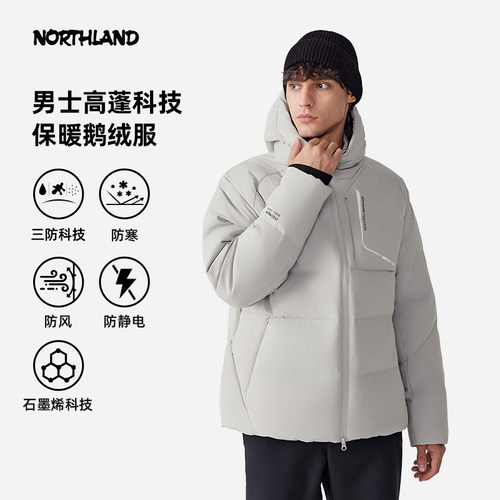 鹅绒羽绒服诺诗兰防风防泼防污男
