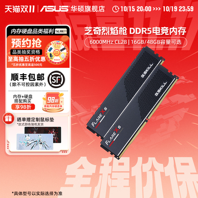 芝奇烈焰枪DDR5马甲6000 C28时序AMD台式机EXPO内存条16GX2套装