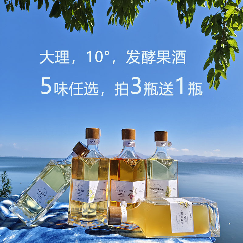 【大理发货】半生青梅发酵果味酒云南特产百香果阳光玫瑰桂花米酒