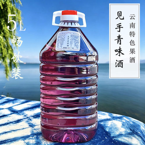 【大理发货】云南特产见手青味酒普洱茶青梅玫瑰酒5L果味酒8°