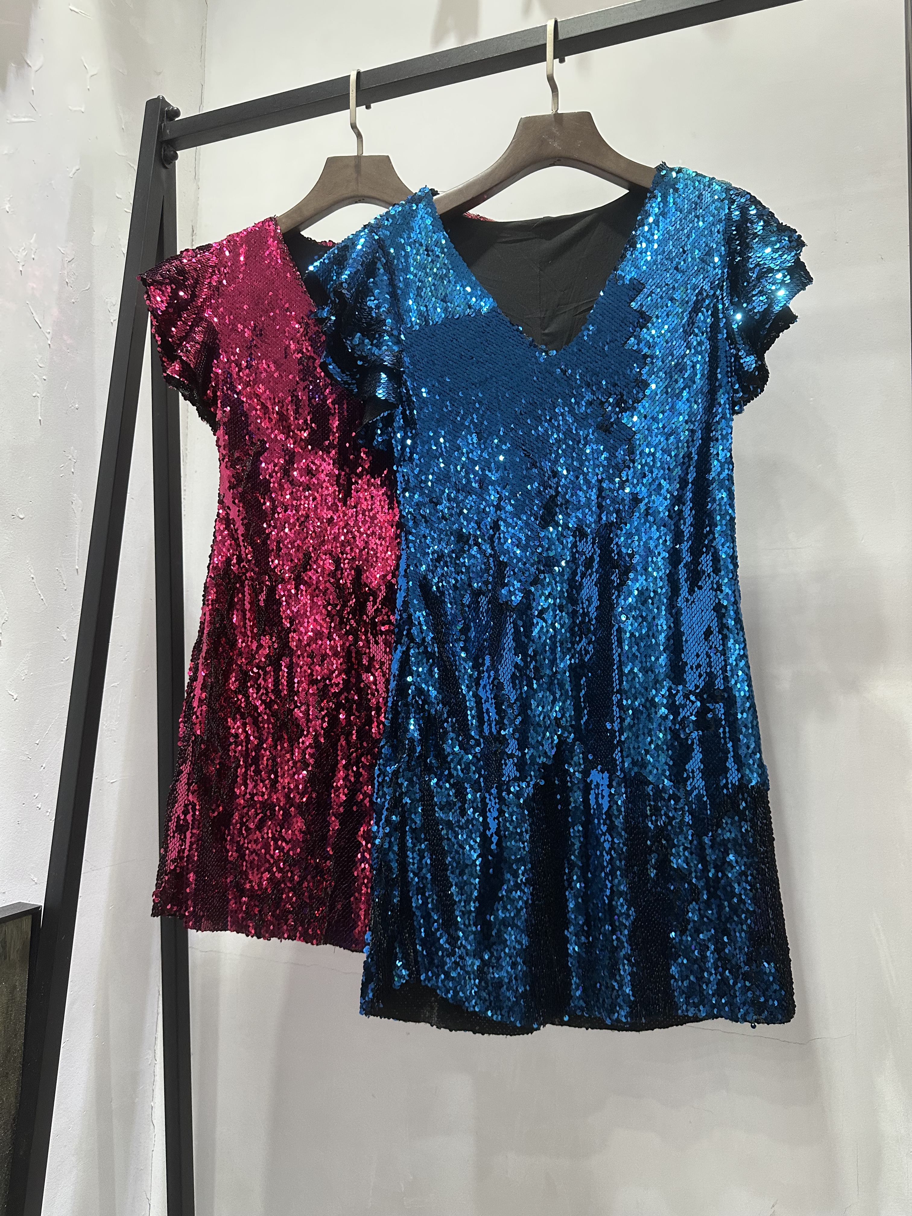 夏季亮片短袖修身显瘦连衣裙礼服裙