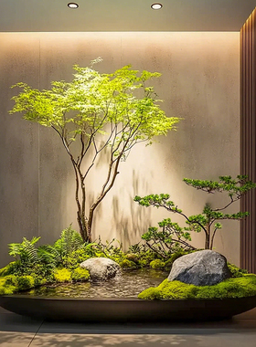 仿真绿植流水景观别墅橱窗装饰