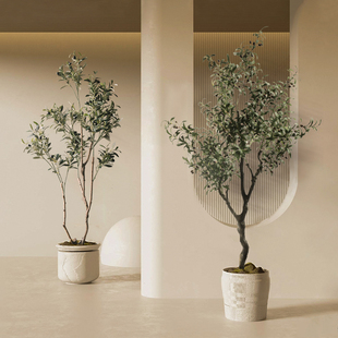 仿真绿植假树室内橄榄树仿生植物落地盆栽景观高端轻奢装饰摆件
