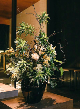 仿真花艺盆栽茶室酒店假绿植盆景