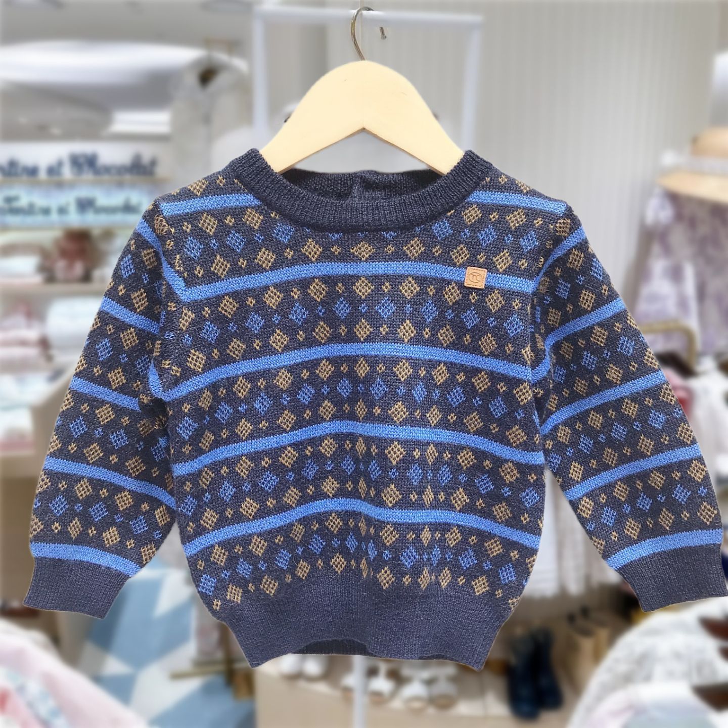 原D韩国童装秋冬新款男女宝宝30%羊毛针织衫儿童圆领毛衣MS582201