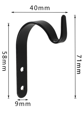 精茂B381新中式家装金属J型黑色71mm铁艺挂钩画花篮衣钩配件