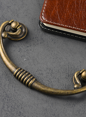 精茂-335仿古抽屉柜门青古铜色锌合金仿古双孔成套拉手孔距96mm