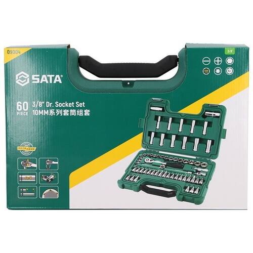 SATA世达工具60件套10MM棘轮扳手套筒组套汽修汽保维修套装 09004