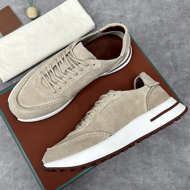 男士反毛皮休闲运动鞋真皮新品夹边拉马克线拼接工艺制成透气舒适