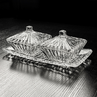 水晶玻璃碗水果盘精致小果盘高级感家用高颜值高端迷你带盖小吃碟