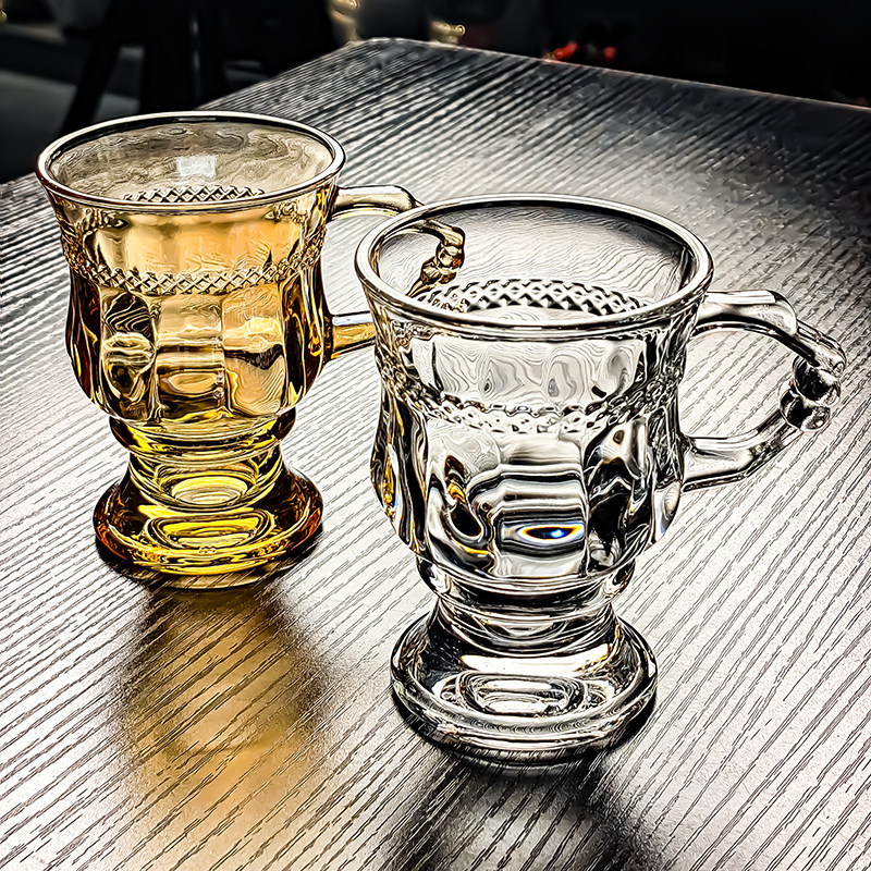 水晶玻璃杯150ml小茶杯三两酒杯白酒高级感带把手耐高温高端家用