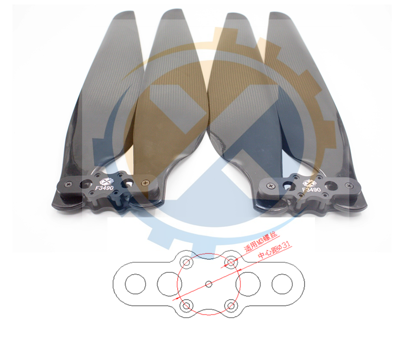 珠海枭鹰农用多轴植保无刷电机X100专用折叠桨F3490碳纤折叠桨