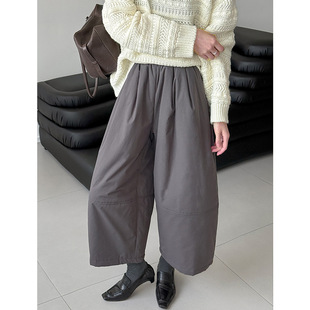 橘芷夹棉休闲裤子女2025冬韩系加厚宽松懒惰风保暖九分阔腿裤5619