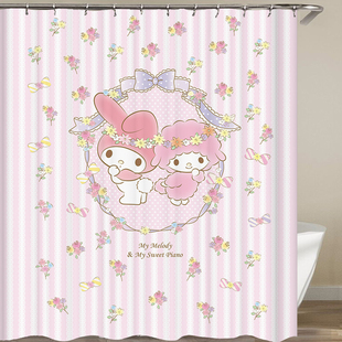 桌布kuromi洗浴帘窗帘挡水门帘墙布卫生间美乐蒂遮挡帘装饰挂布帘