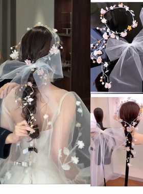 小众手作后脑勺森系减龄花环发饰婚礼跟妆新娘配饰礼服在逃公主系