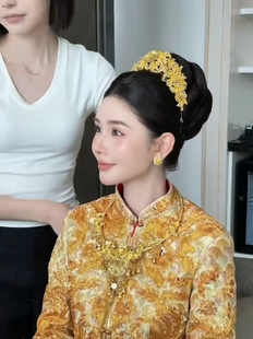 金色凤冠新娘结婚发冠华丽复古高级感秀禾服发饰龙凤褂头饰12173