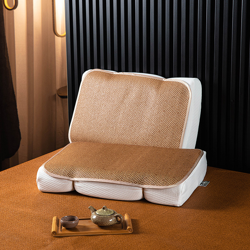 夏季藤枕片成人竹凉席冰丝枕头套单人儿童竹枕席藤枕芯套一对拍2