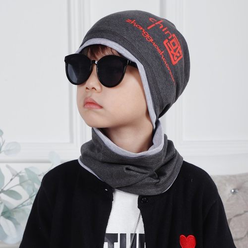 设计款大童套头帽子男堆堆春秋双层纯棉质国潮薄款包头学生帽脖套