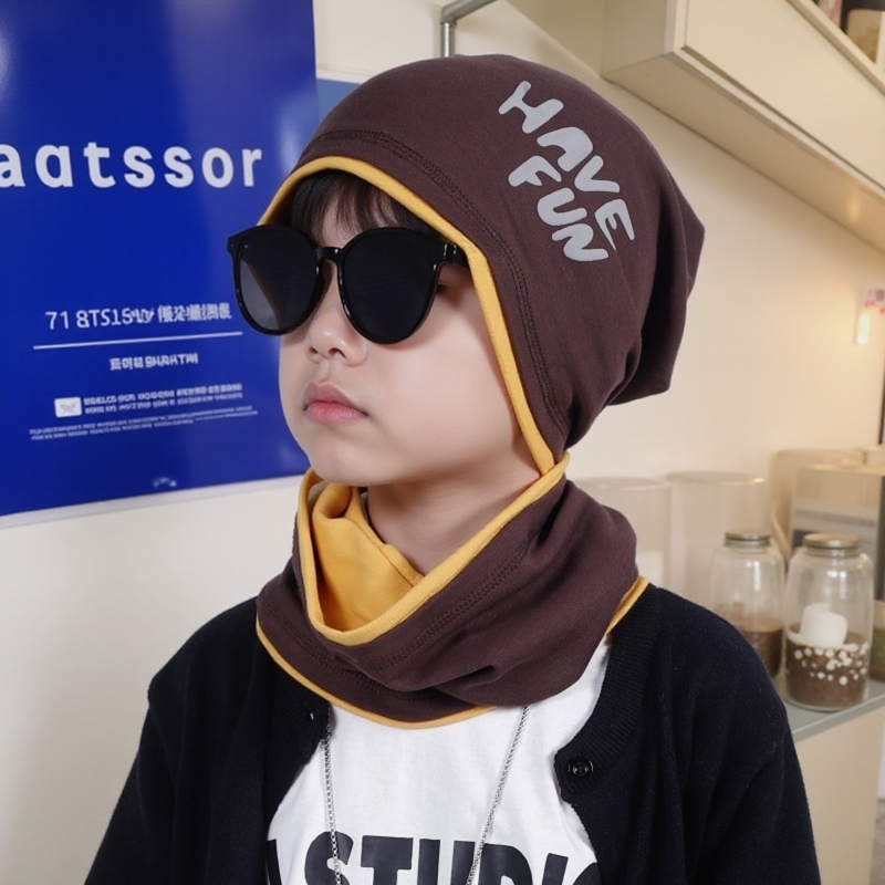 纯棉双层薄款棉布堆堆套头帽子