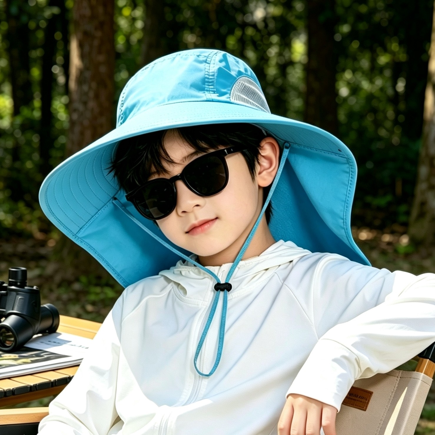全方位防护夏天大帽檐大童青少年山系户外海边遮阳防晒紫外线帽子图片
