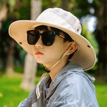 轻量户外大童帽子防晒紫外线青少年帽檐UPF50+速干露营亲子渔夫帽