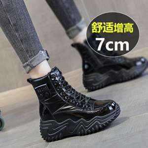 软底防滑厚底马丁靴女休闲运动棉鞋新款内增高短靴冬季加绒雪地靴
