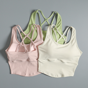 美背性感运动内衣女防震聚拢瑜伽文胸一体式 跑步健身训练细带背心