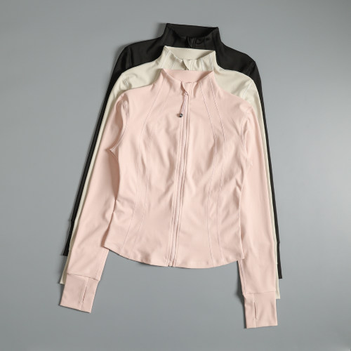 秋季瑜伽服外套女气质立领运动