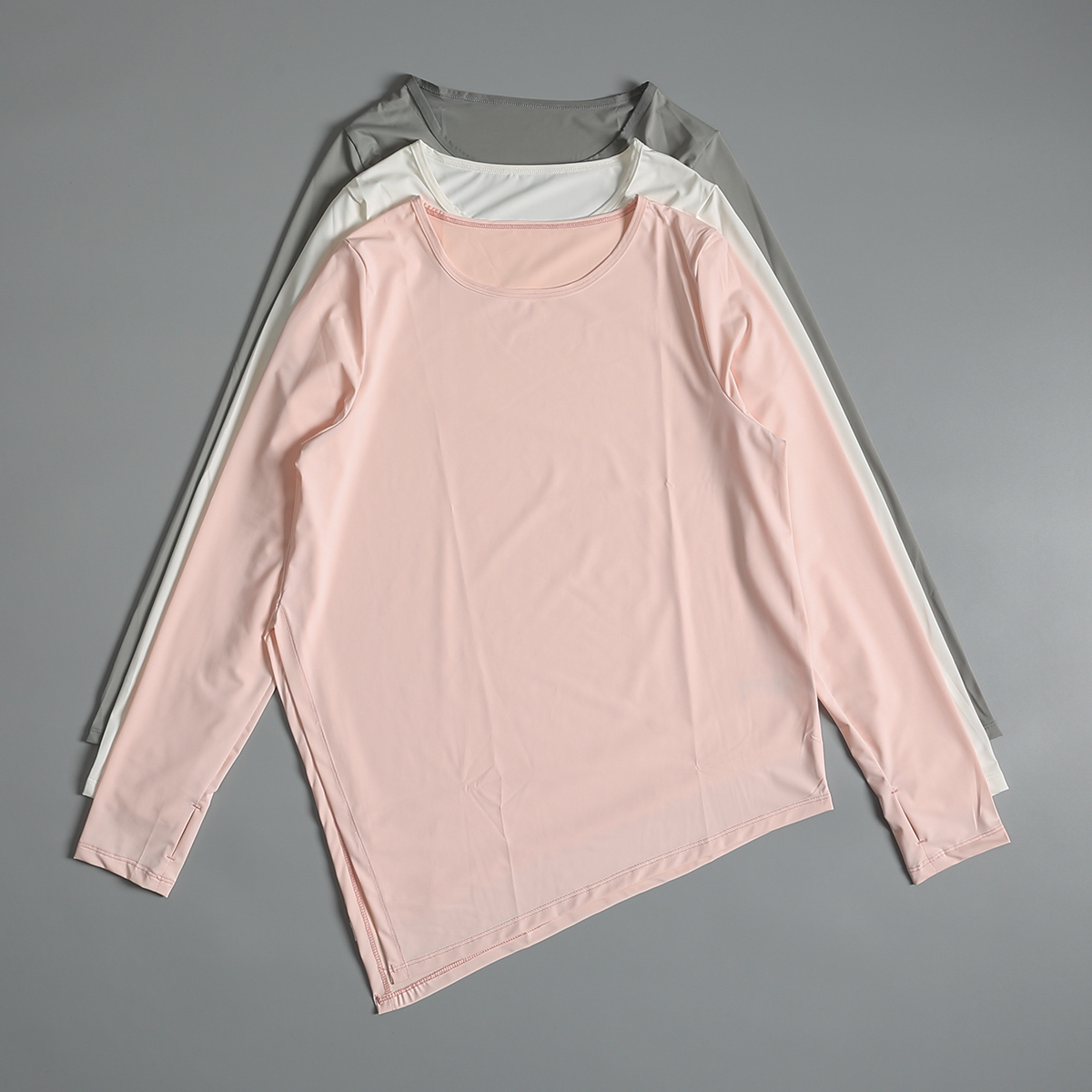 瑜伽服长袖女夏季宽松薄款晨跑步锻炼速干上衣时尚开叉健身运动服