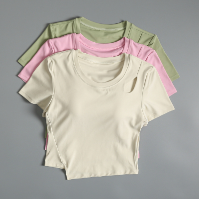 夏季瑜伽短袖上衣跑步运动T恤