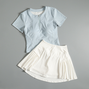 运动套装女专业打羽毛网球体操服晨跑马拉松锻炼健身速干衣短袖