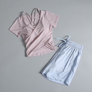 跑步运动套装女夏季高级感显瘦透气瑜伽短袖普拉提锻炼健身速干服