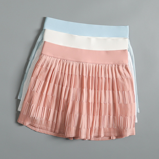 高腰训练健身瑜伽服防走光运动跑步短裙 百褶网球裙女夏羽毛球裙裤