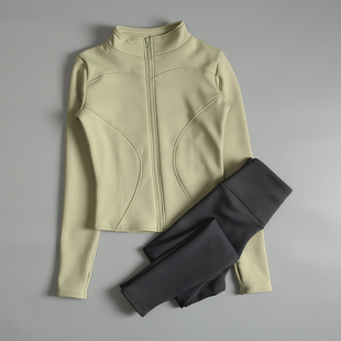 健身套装冬季加绒瑜伽外套女2025秋冬显瘦新款拉链立领运动跑步服