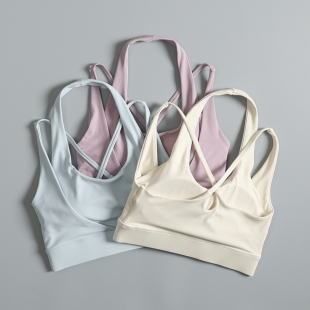 镂空美背运动文胸女夏季 带胸垫跑步防震内衣高颜值瑜伽健身背心