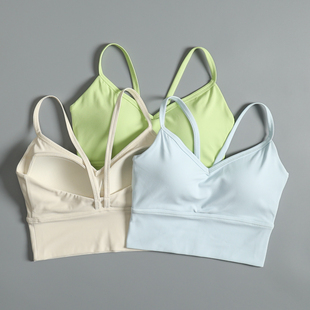 一体式运动内衣女夏季性感美背吊带瑜伽文胸跑步防震健身背心外穿