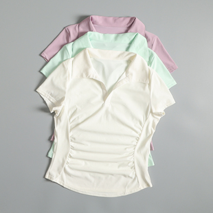 运动短袖 薄款 跑步训练透气速干上衣高颜值修身 瑜伽健身T恤 女夏季