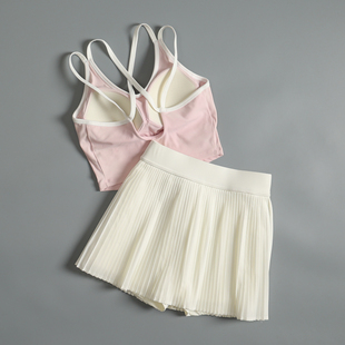 羽毛球运动套装女夏季透气速干跑步健身服高颜值防走光瑜伽百褶裙